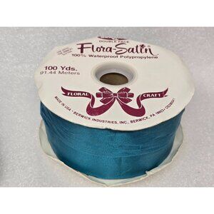 Flora-Satin Double Face Ribbon 100 Yds Waterproof Teal Berwick